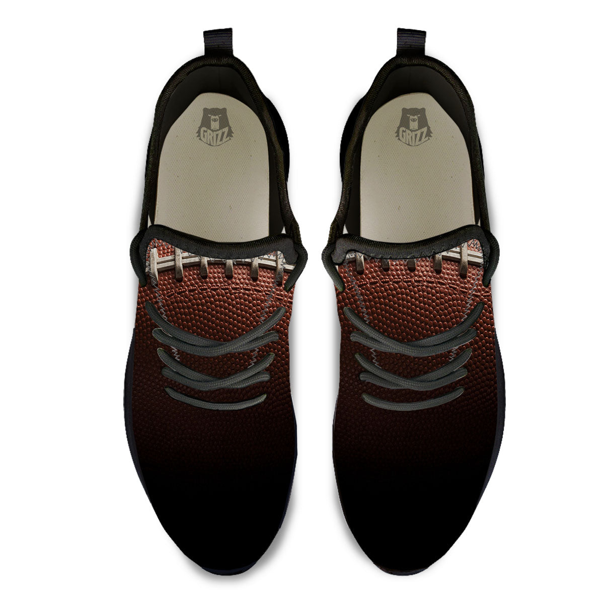 American Football Print Ball Black Athletic Shoes-grizzshop