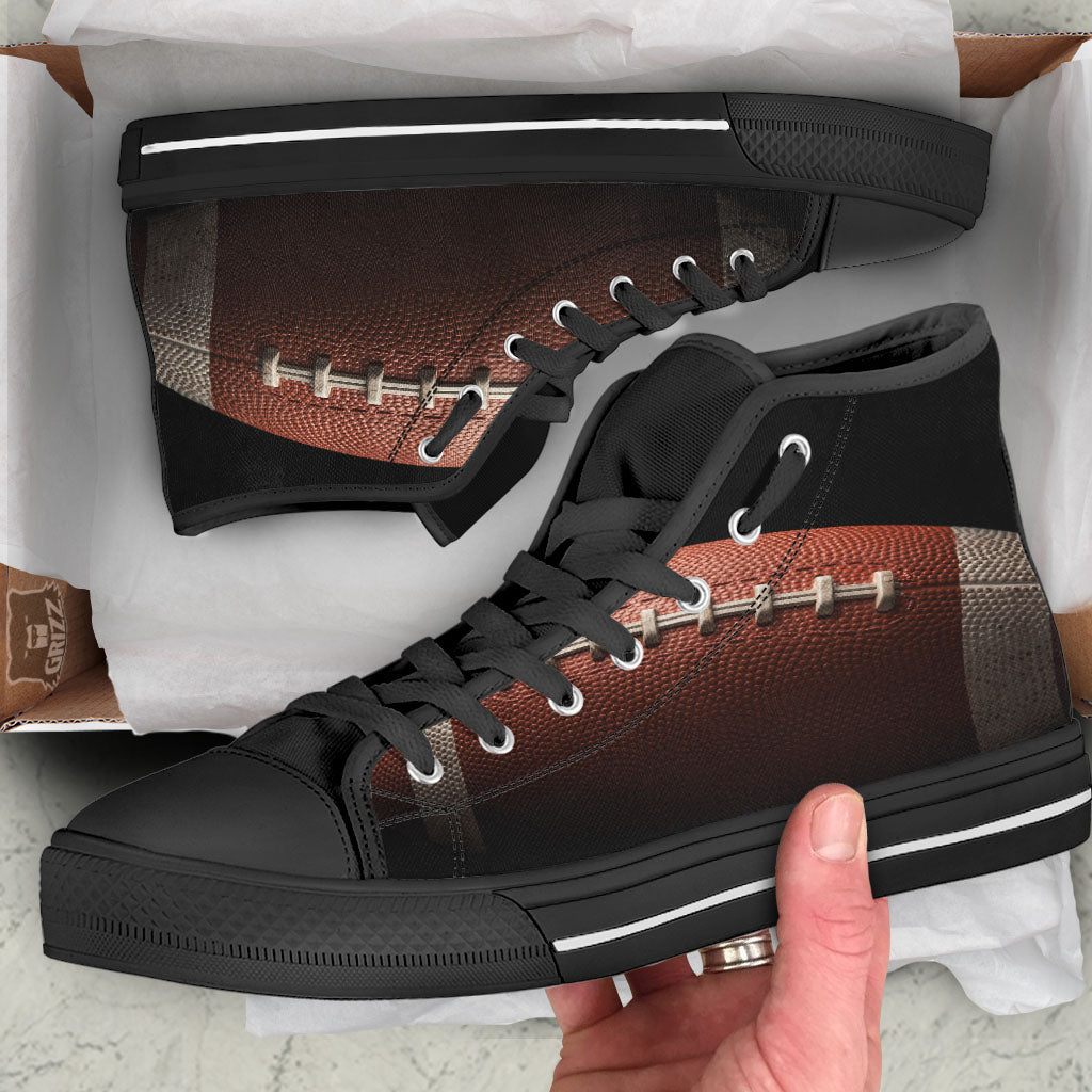 American Football Print Ball Black High Top Shoes-grizzshop