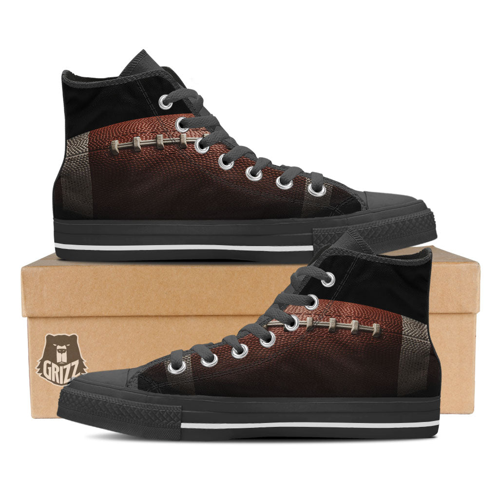 American Football Print Ball Black High Top Shoes-grizzshop