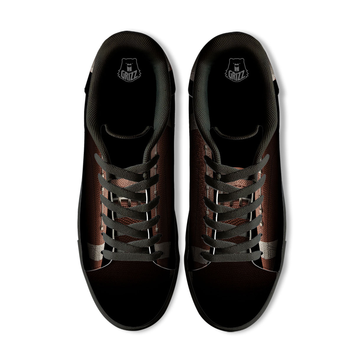 American Football Print Ball Black Low Top Sneakers-grizzshop