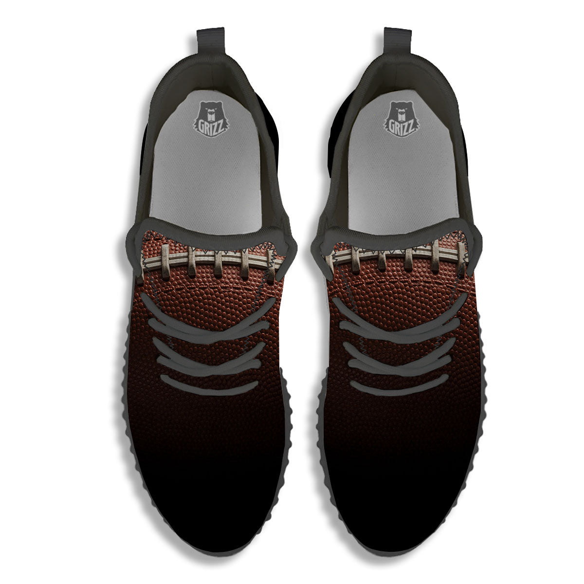 American Football Print Ball Black Walking Shoes-grizzshop