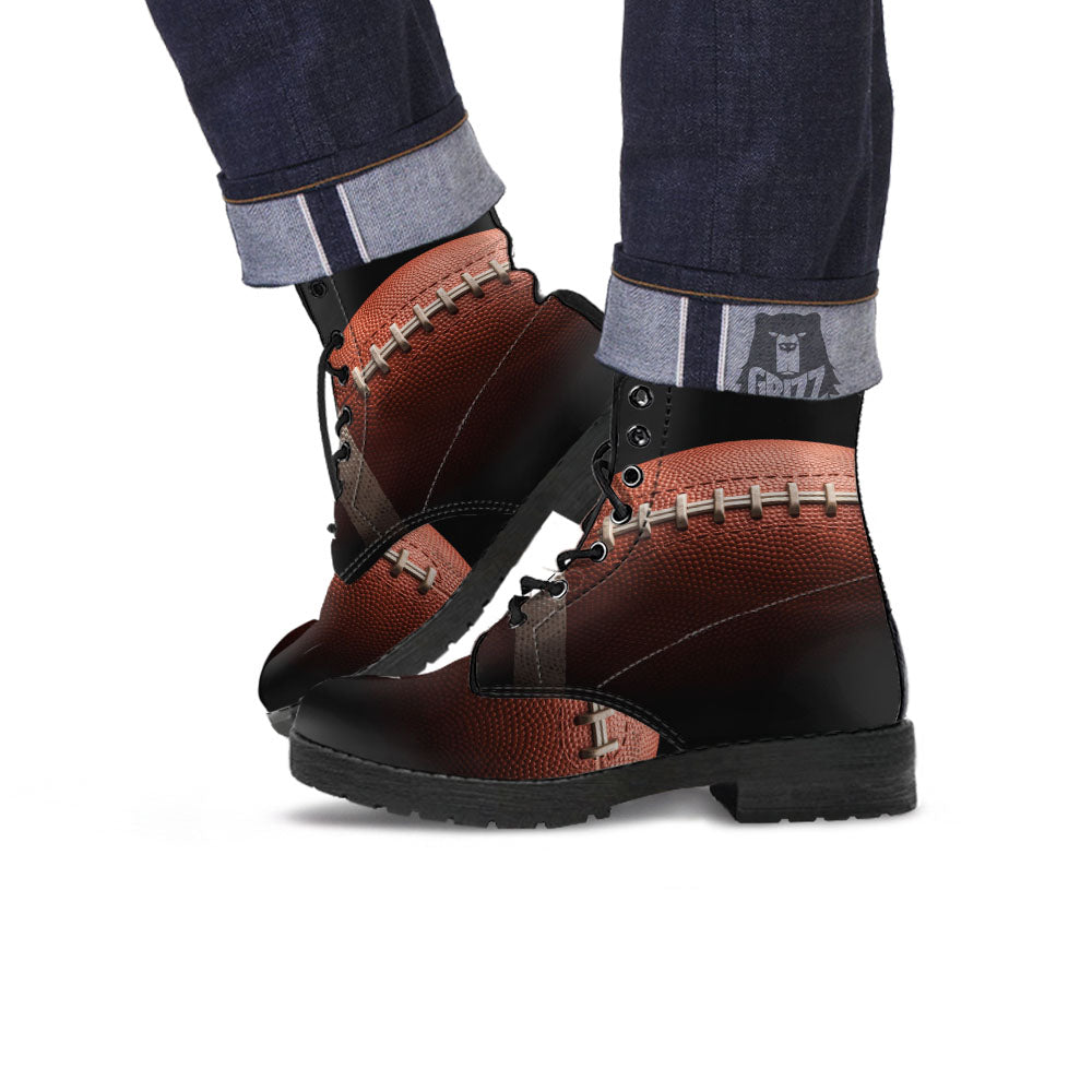 American Football Print Ball Leather Boots-grizzshop