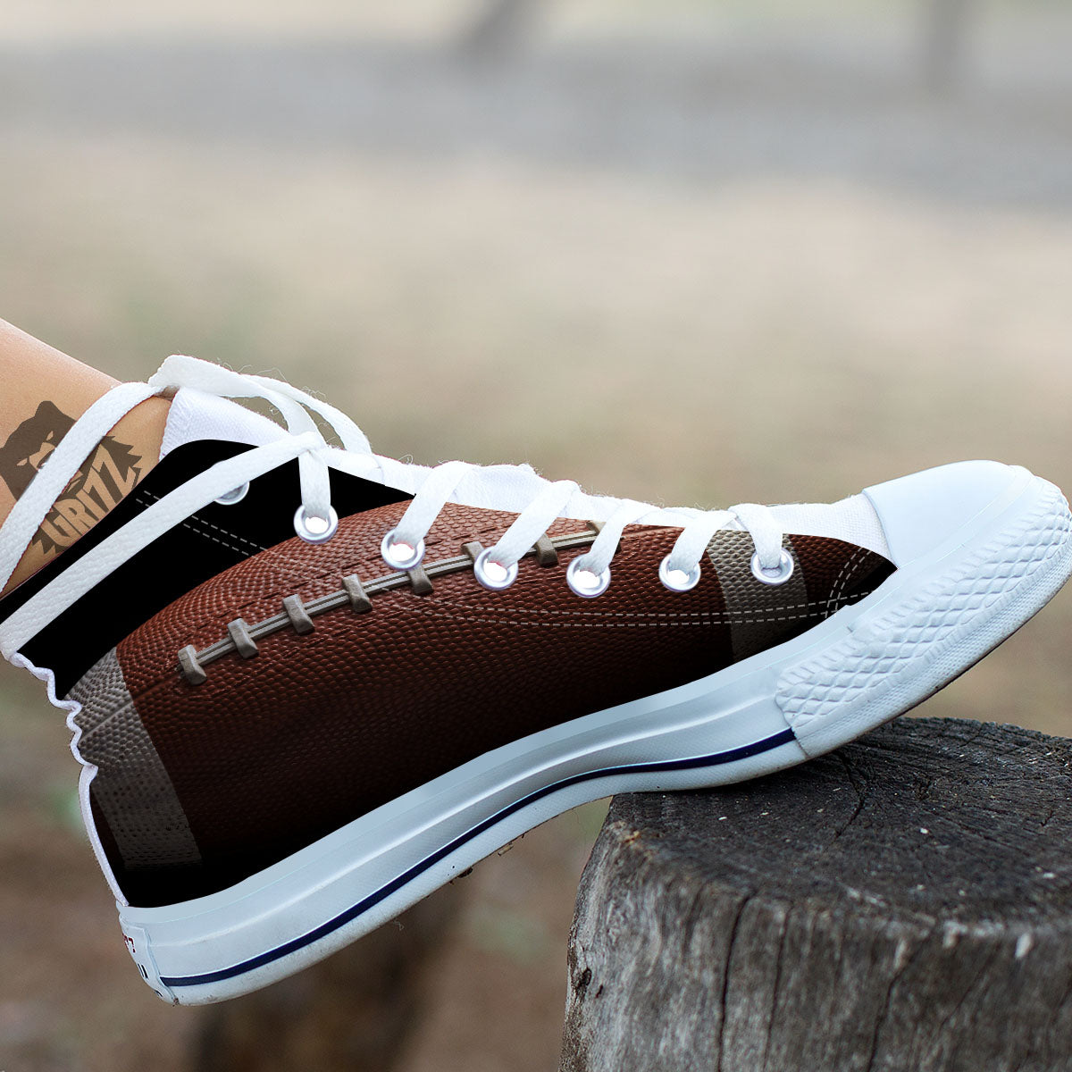 American Football Print Ball White High Top Shoes-grizzshop