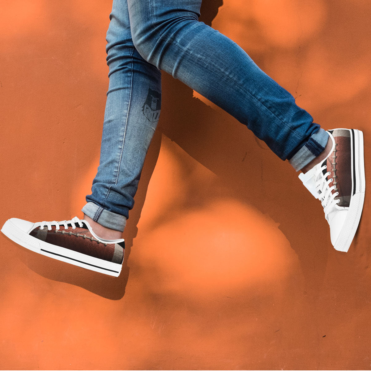 American Football Print Ball White Low Top Shoes-grizzshop