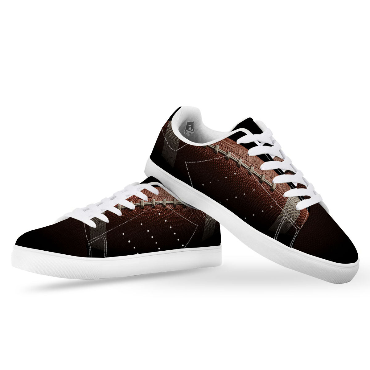 American Football Print Ball White Low Top Sneakers-grizzshop