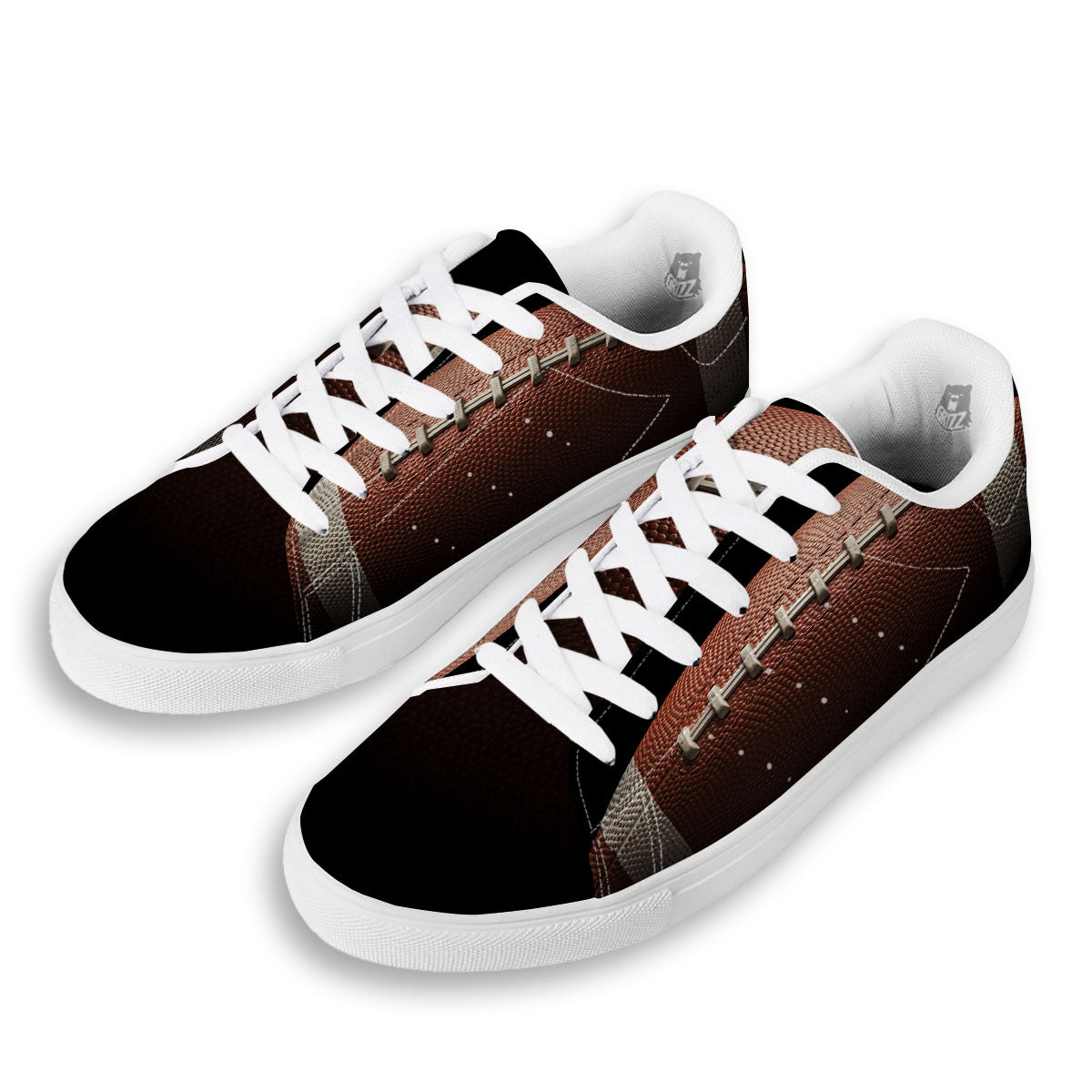 American Football Print Ball White Low Top Sneakers-grizzshop