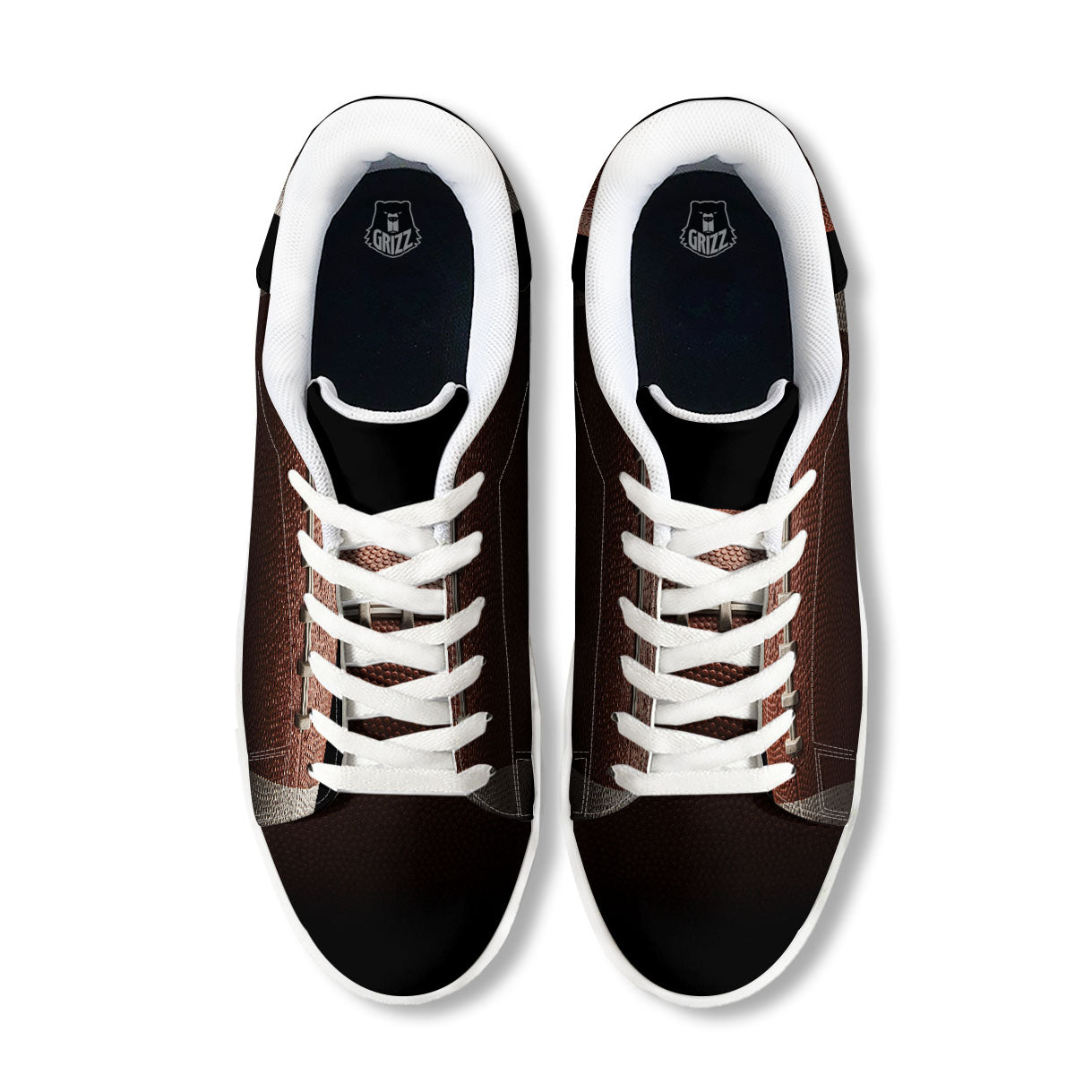 American Football Print Ball White Low Top Sneakers-grizzshop