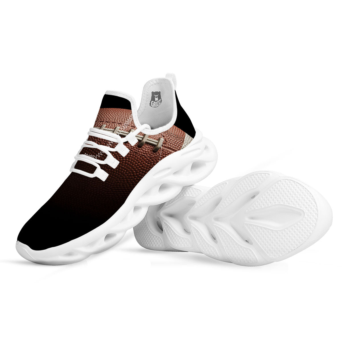 American Football Print Ball White Running Shoes-grizzshop