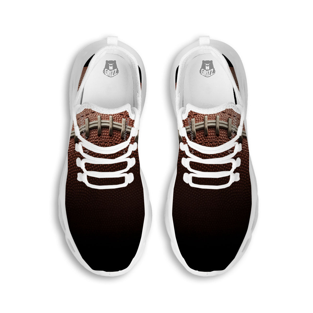 American Football Print Ball White Running Shoes-grizzshop