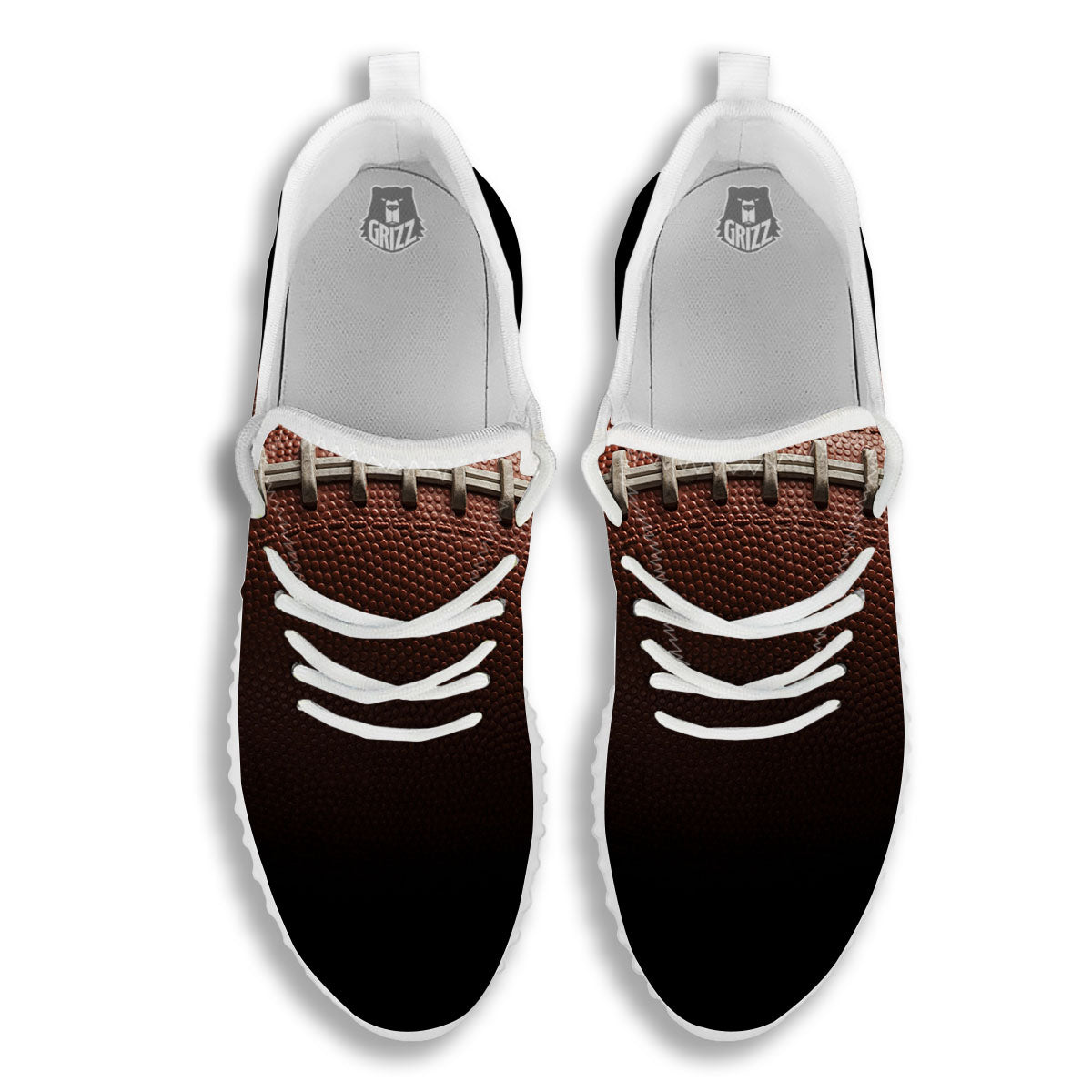 American Football Print Ball White Walking Shoes-grizzshop