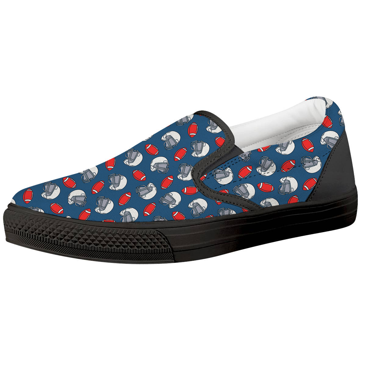 American Football Print Pattern Black Slip On Shoes-grizzshop