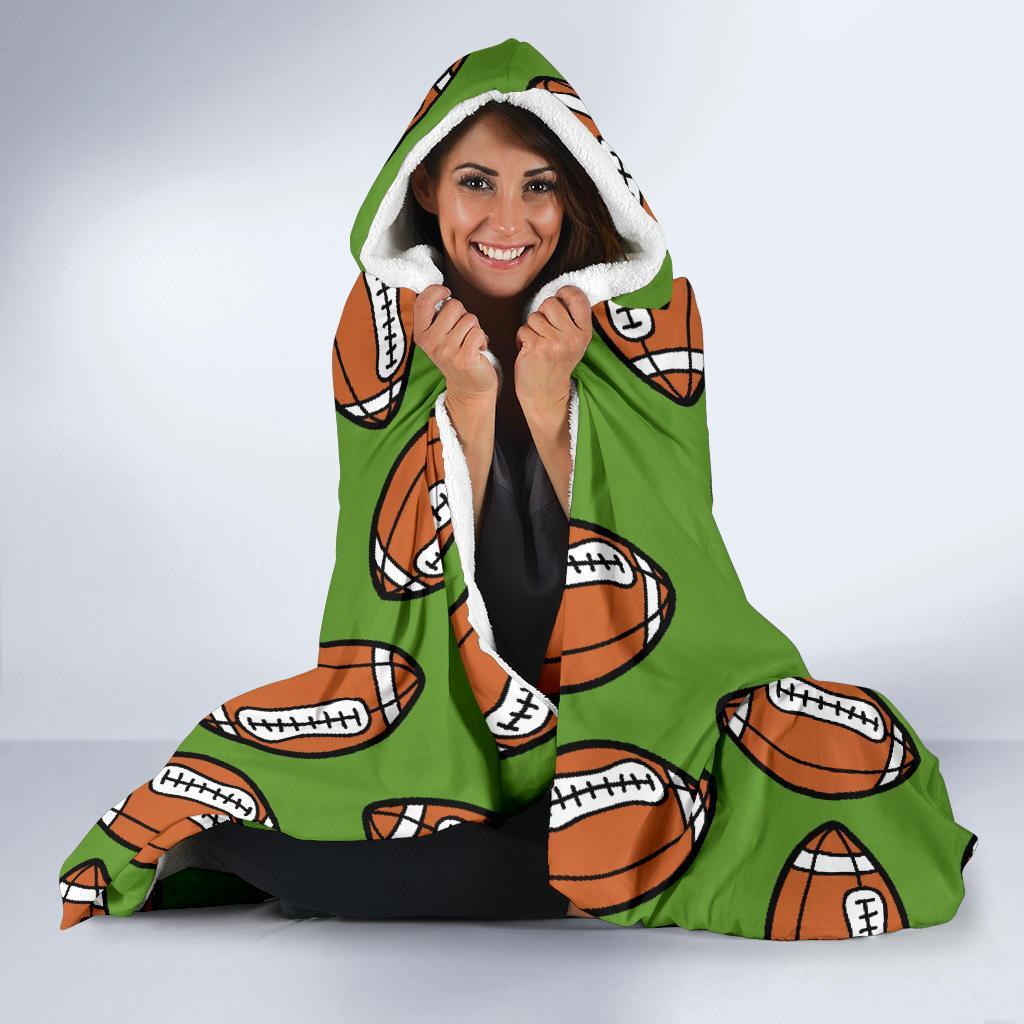 American Football Print Pattern Hooded Blanket-grizzshop