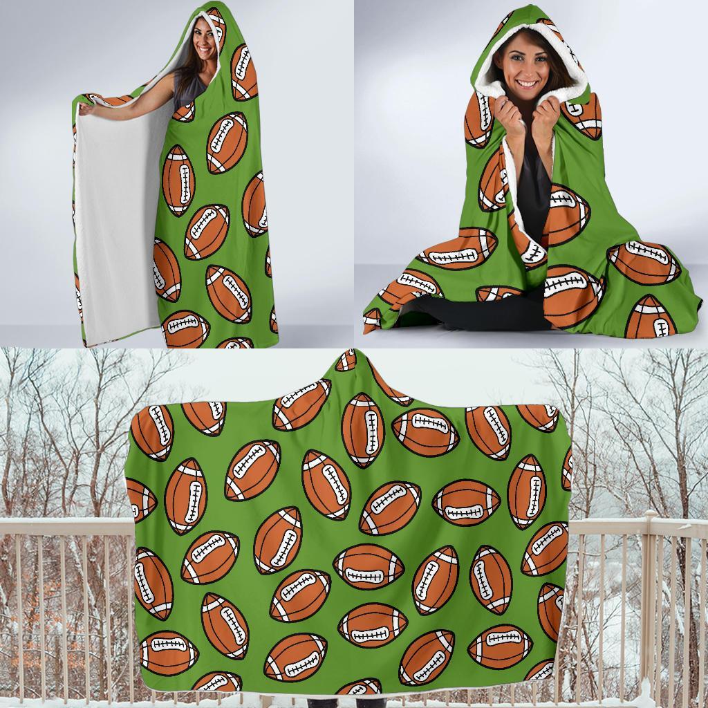 American Football Print Pattern Hooded Blanket-grizzshop