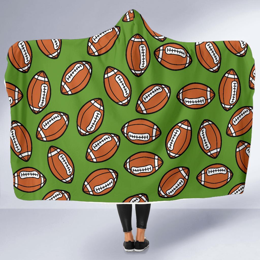 American Football Print Pattern Hooded Blanket-grizzshop