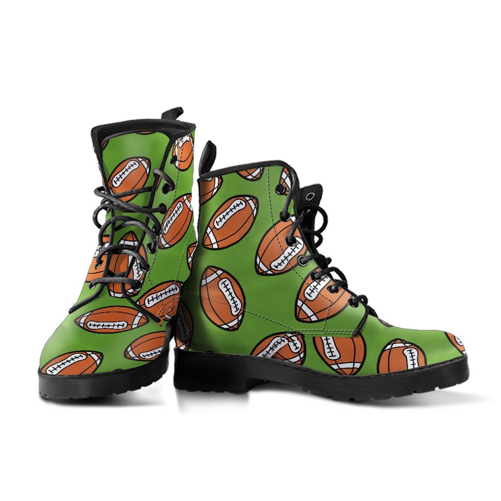 American Football Print Pattern Men Women Leather Boots-grizzshop