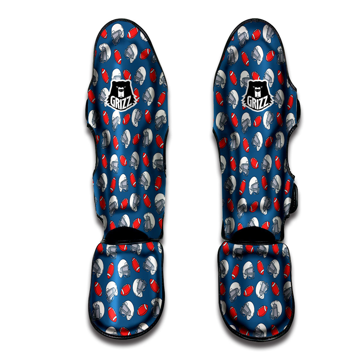 Navy White And Green Plaid Print Pattern Muay Thai Shin Guards