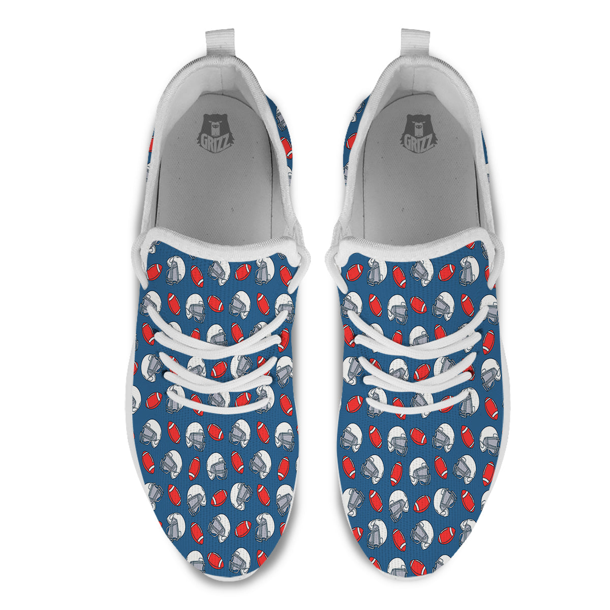 American Football Print Pattern White Athletic Shoes-grizzshop