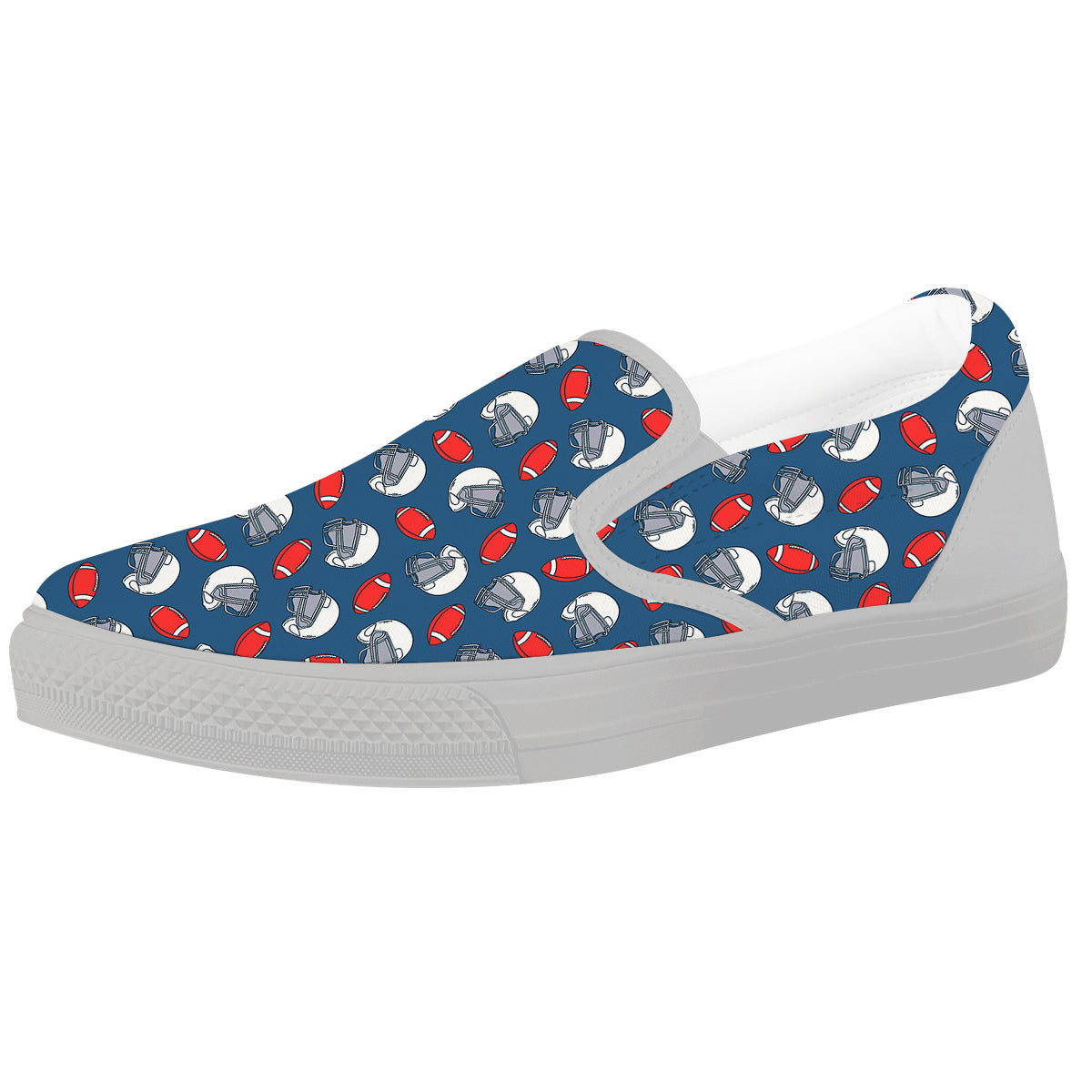 American Football Print Pattern White Slip On Shoes-grizzshop