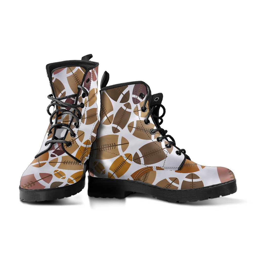 American Football Rugby Ball Pattern Print Men Women Leather Boots-grizzshop
