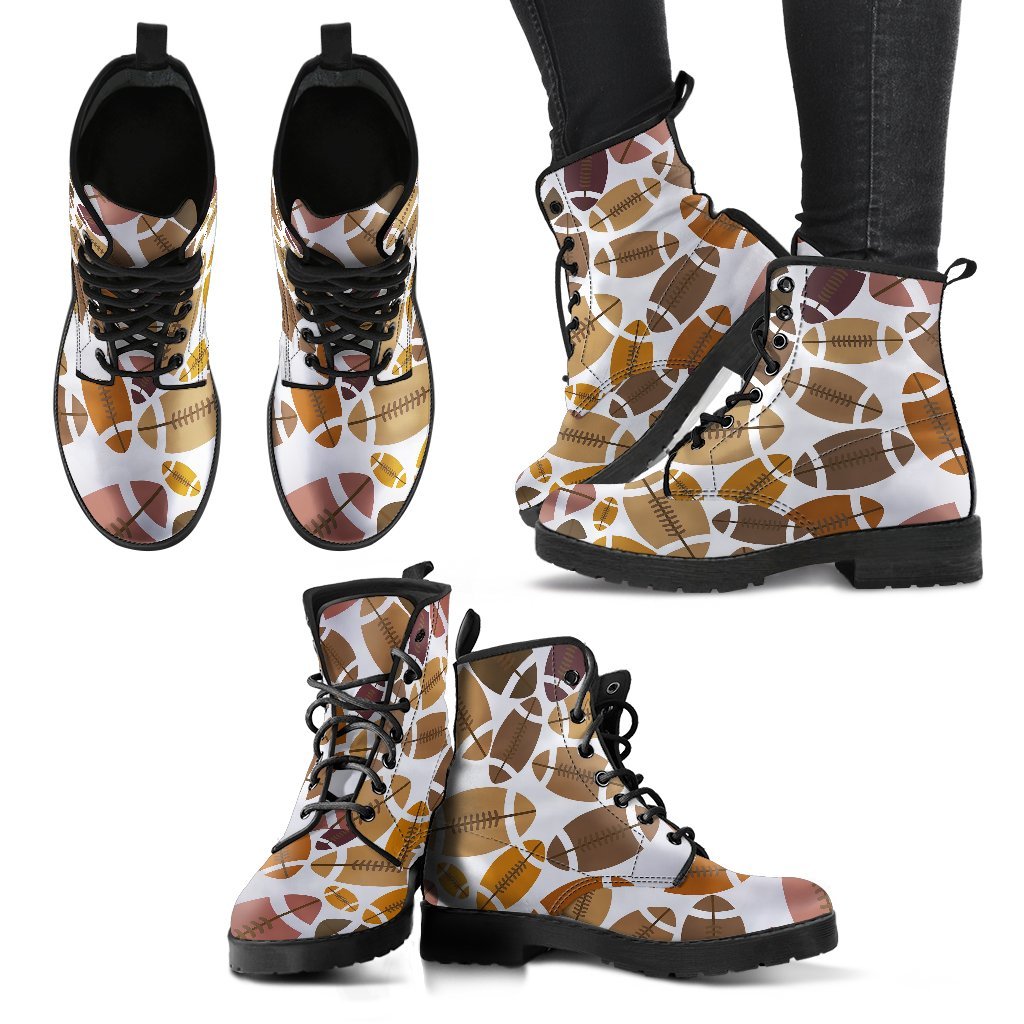 American Football Rugby Ball Pattern Print Men Women Leather Boots-grizzshop