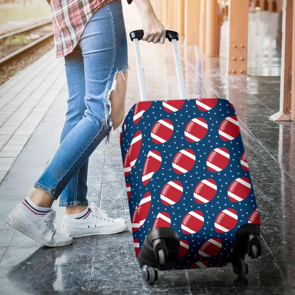 American Football Rugby Ball Print Pattern Luggage Cover Protector-grizzshop