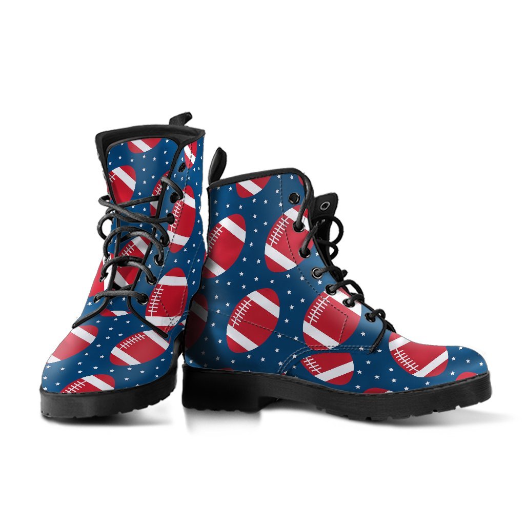 American Football Rugby Ball Print Pattern Men Women Leather Boots-grizzshop