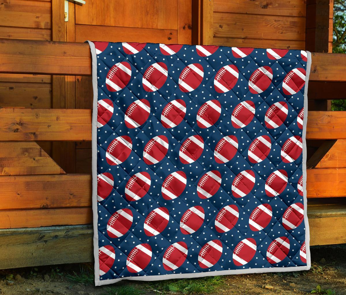 American Football Rugby Ball Print Pattern Quilt-grizzshop