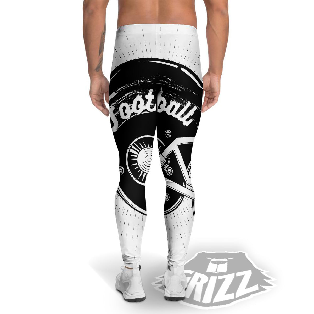 American Football White And Black Print Men's Leggings-grizzshop