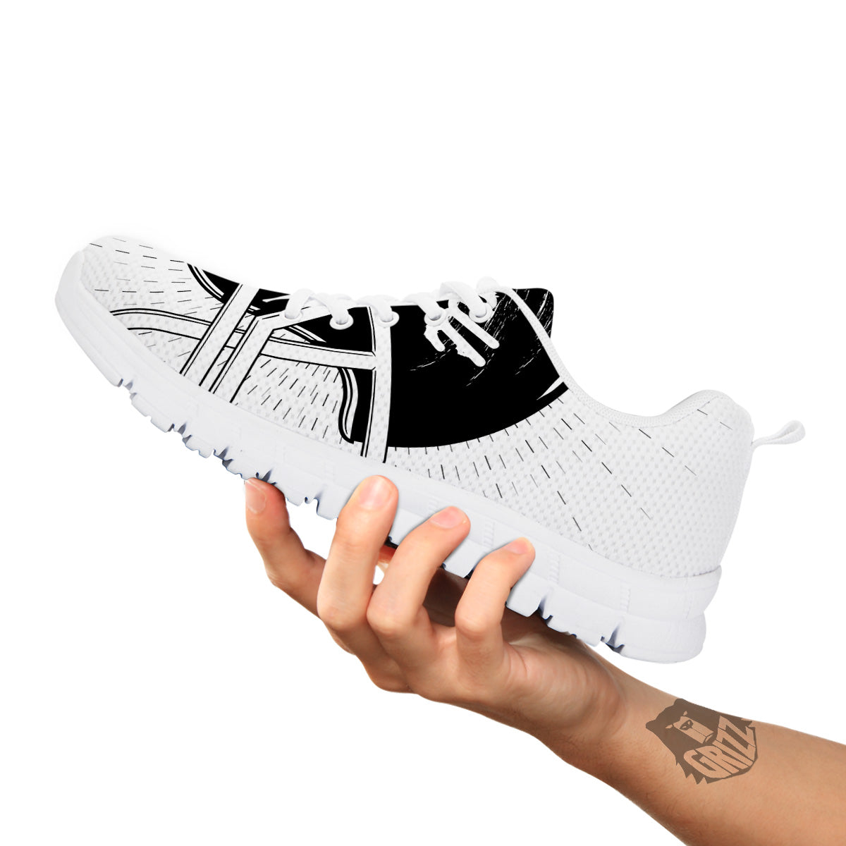 American Football White And Black Print White Sneaker-grizzshop