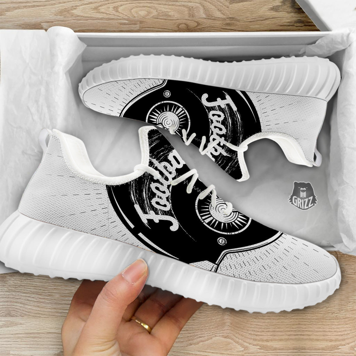 American Football White And Black Print White Walking Shoes-grizzshop