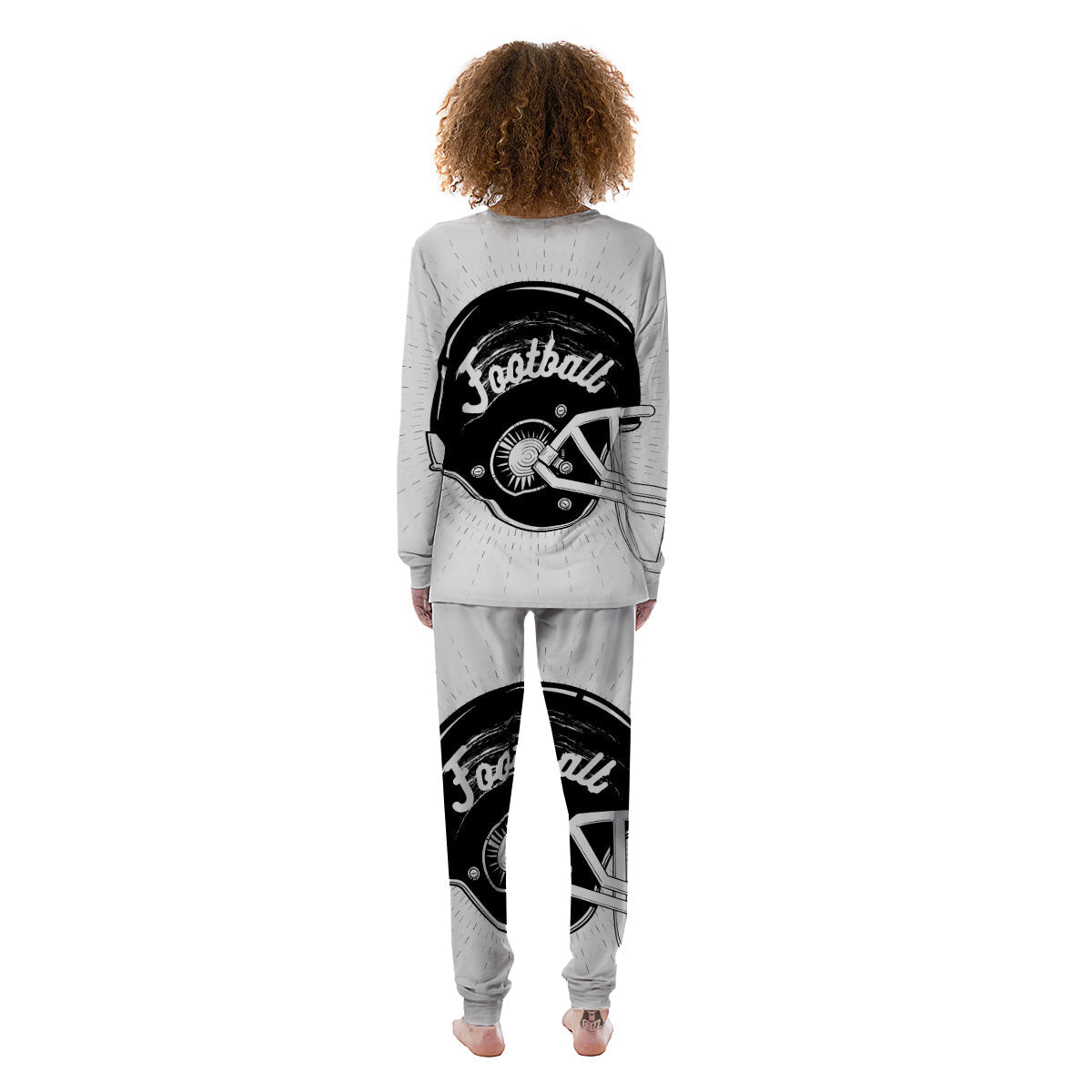 American Football White And Black Print Women's Pajamas-grizzshop