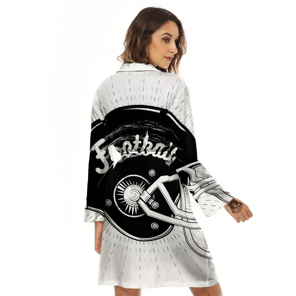 American Football White And Black Print Women's Robe-grizzshop