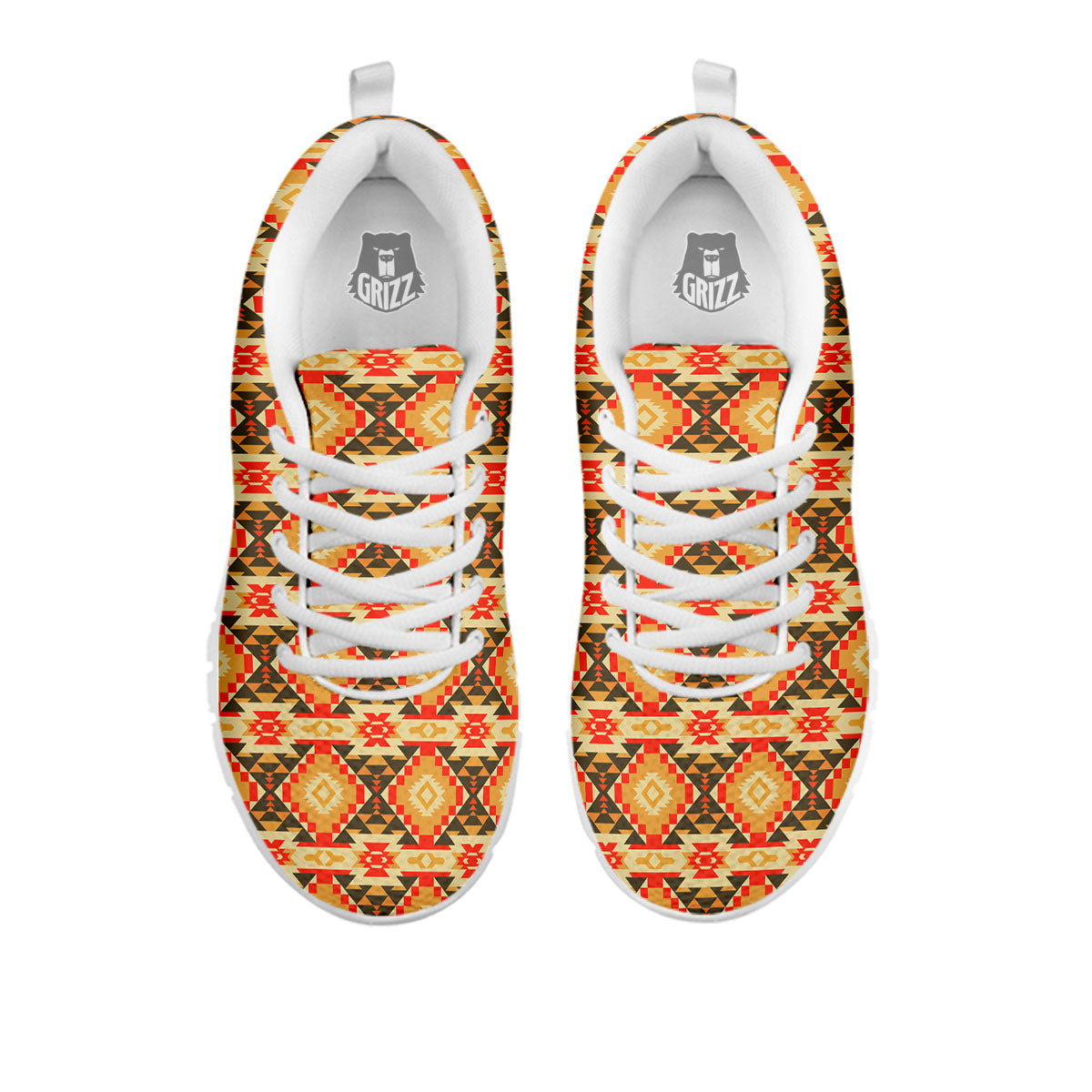 American Geometric Native Print Pattern White Sneaker-grizzshop