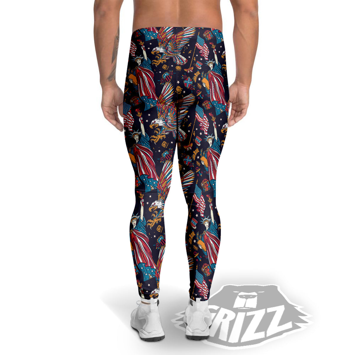 American Independence Day Print Pattern Men's Leggings-grizzshop