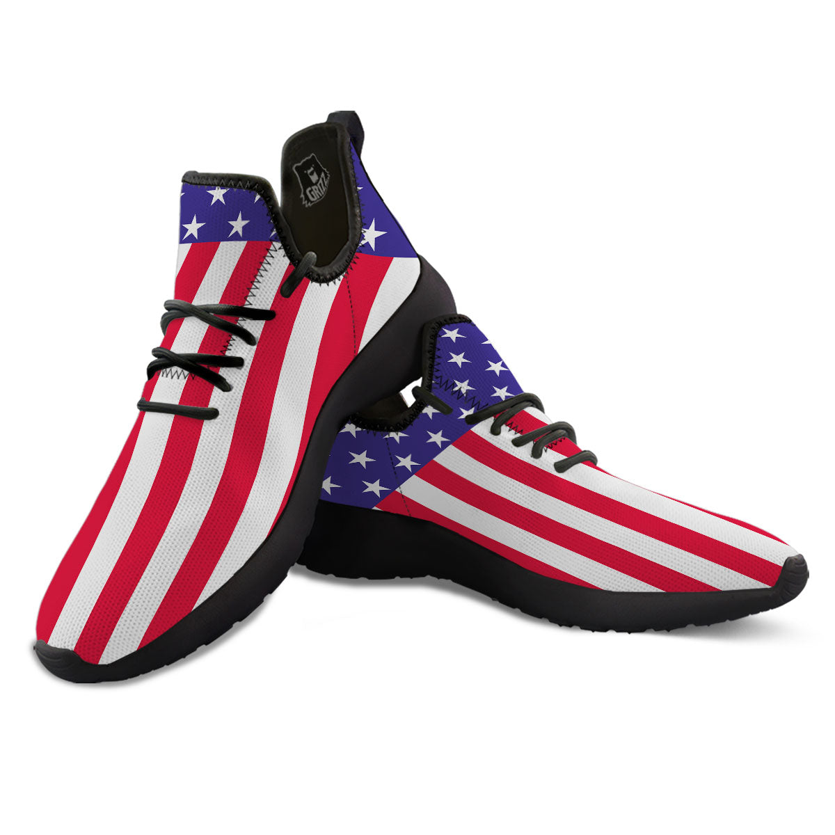 American Military Flag Print Black Athletic Shoes-grizzshop
