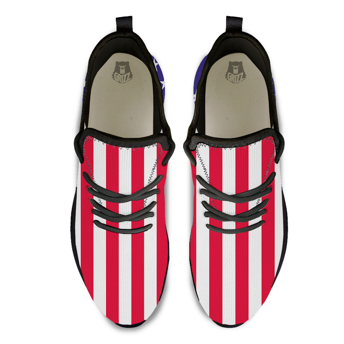 American Military Flag Print Black Athletic Shoes-grizzshop