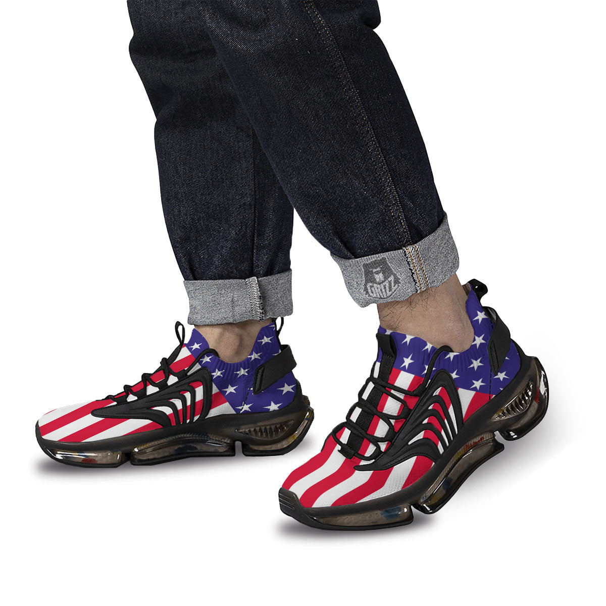 American Military Flag Print Black Gym Shoes-grizzshop