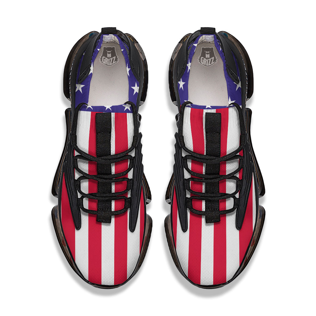 American Military Flag Print Black Gym Shoes-grizzshop