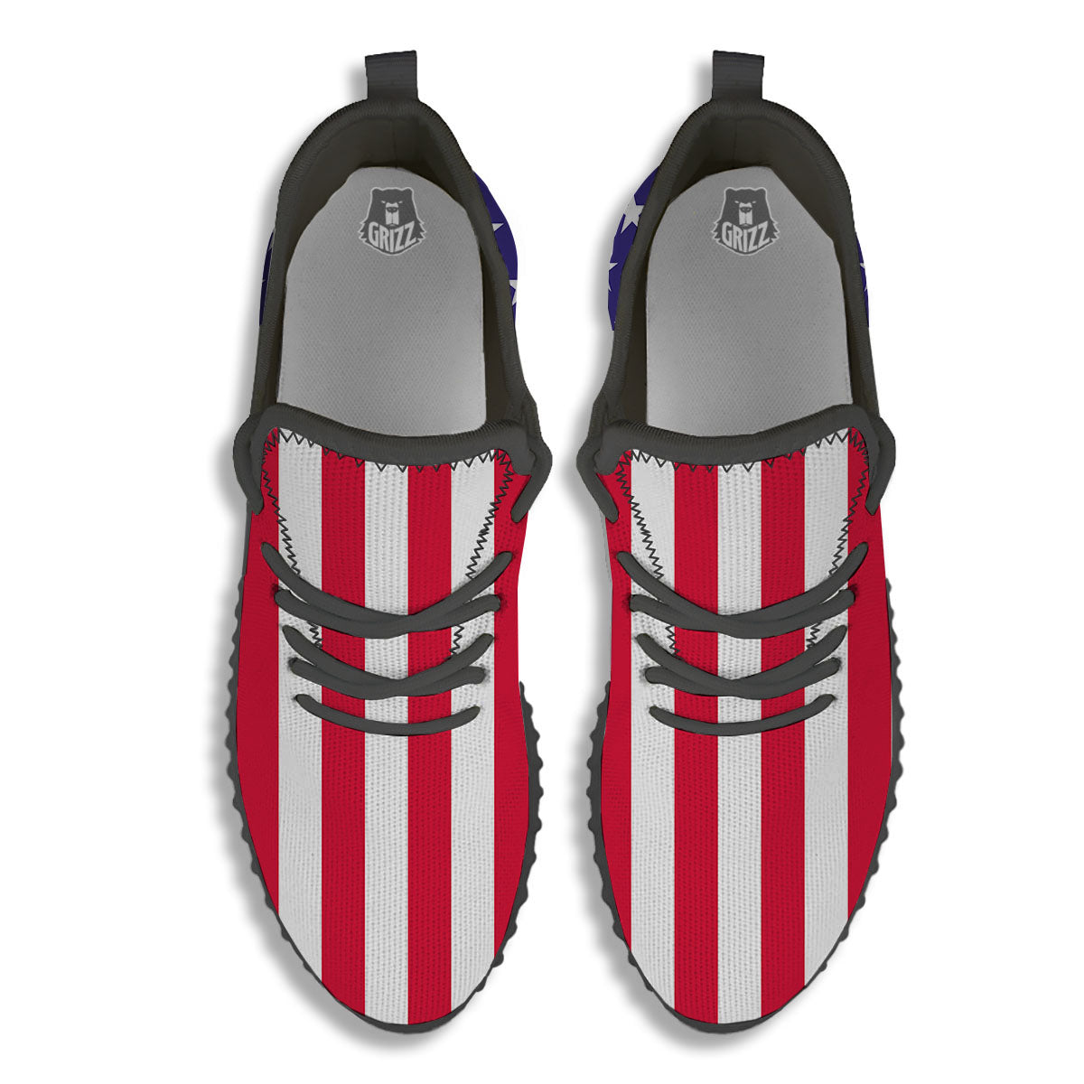 American Military Flag Print Black Walking Shoes-grizzshop