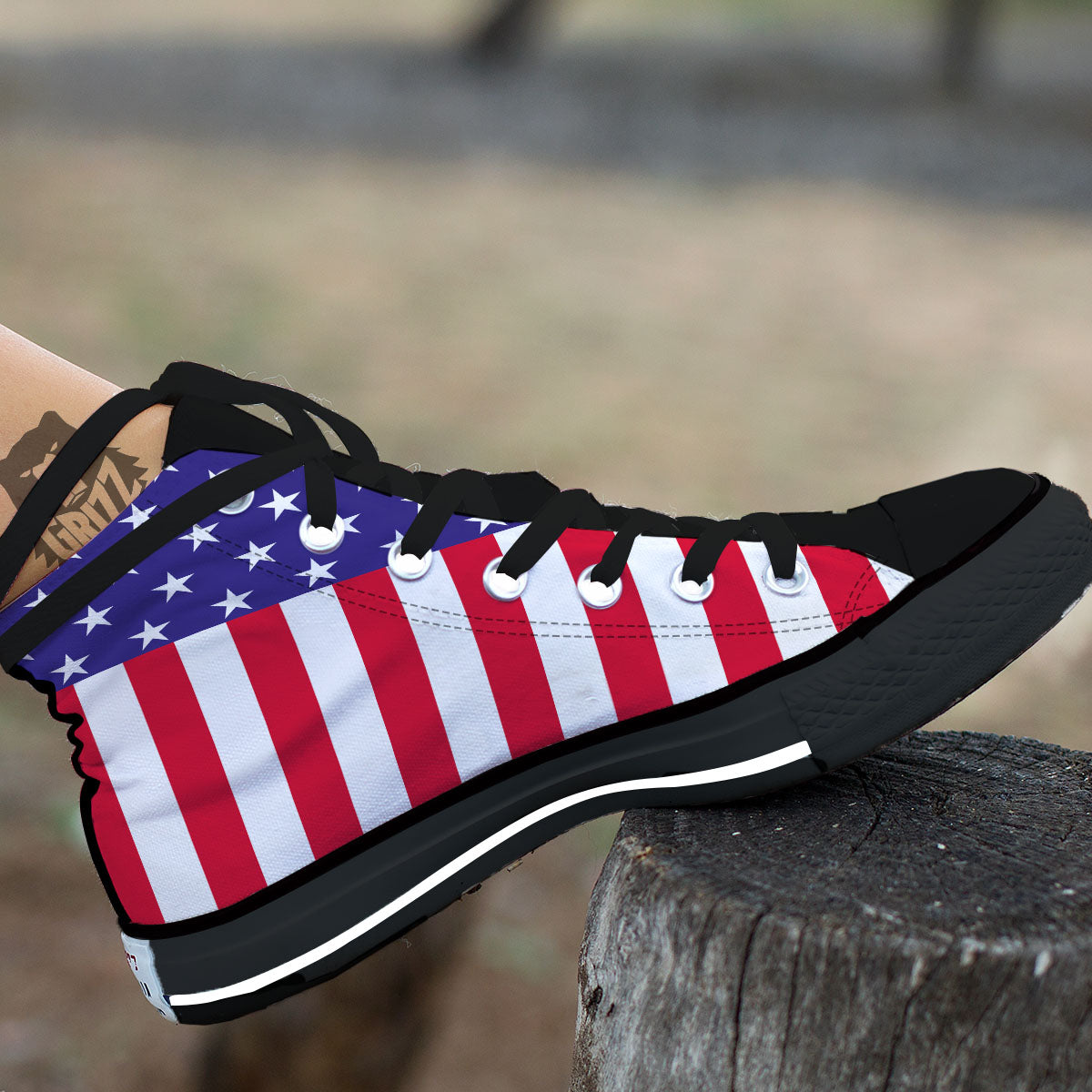 American Military Flag Print High Top Shoes-grizzshop