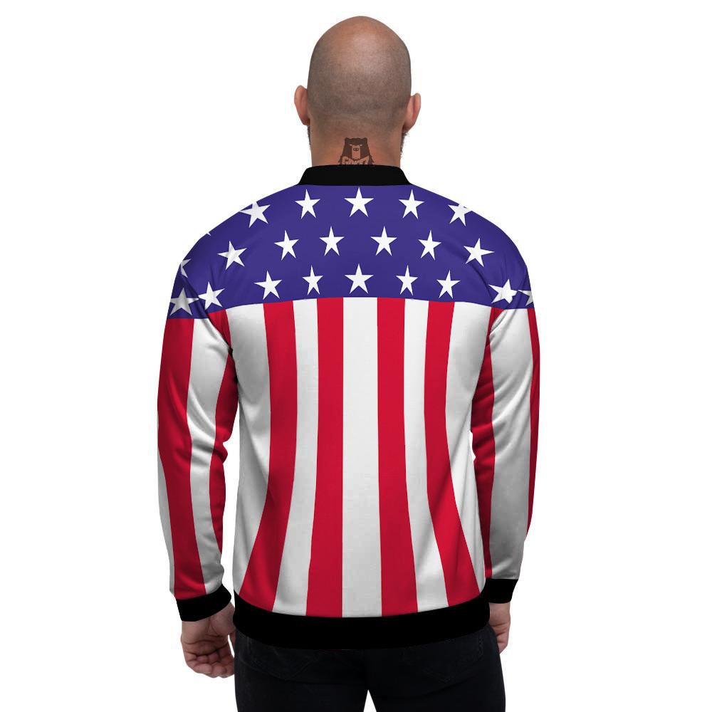 American Military Flag Print Men's Bomber Jacket-grizzshop