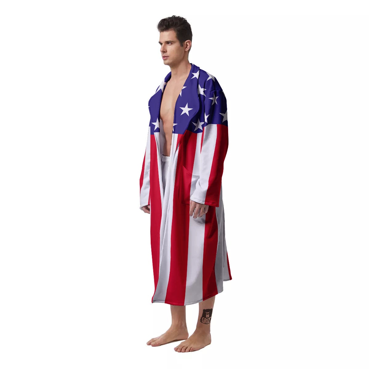 American Military Flag Print Men's Robe-grizzshop