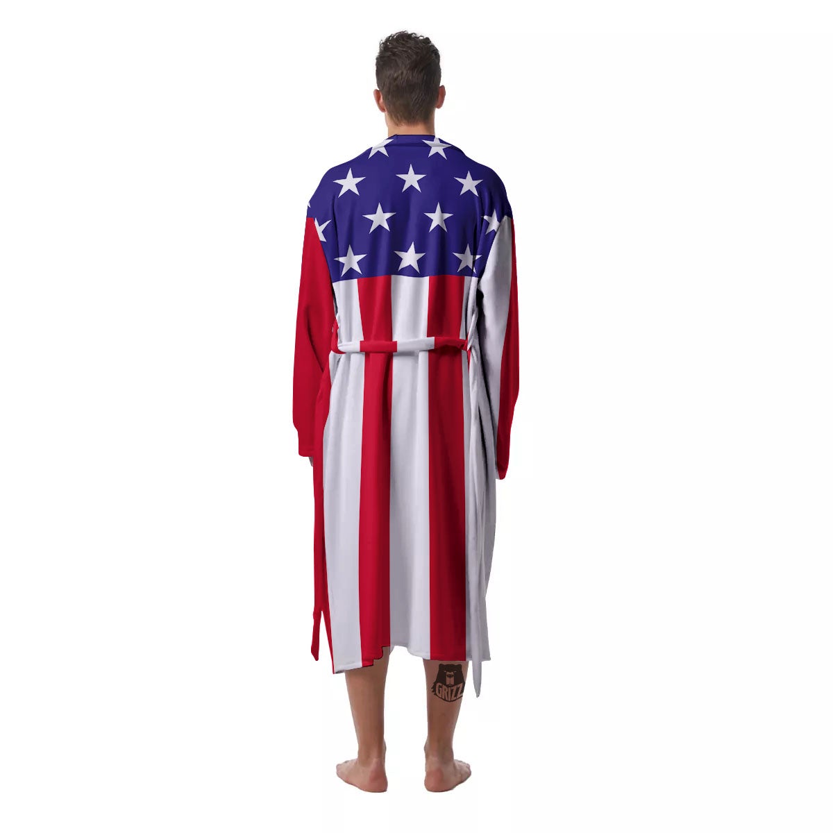 American Military Flag Print Men's Robe-grizzshop