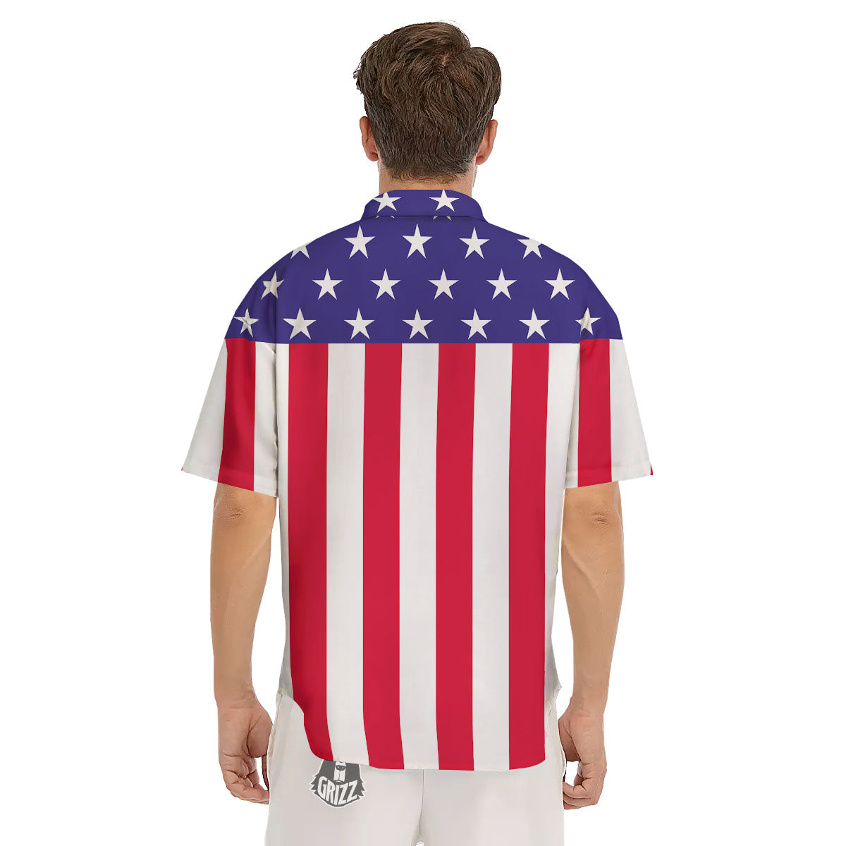 American Military Flag Print Men's Short Sleeve Shirts-grizzshop
