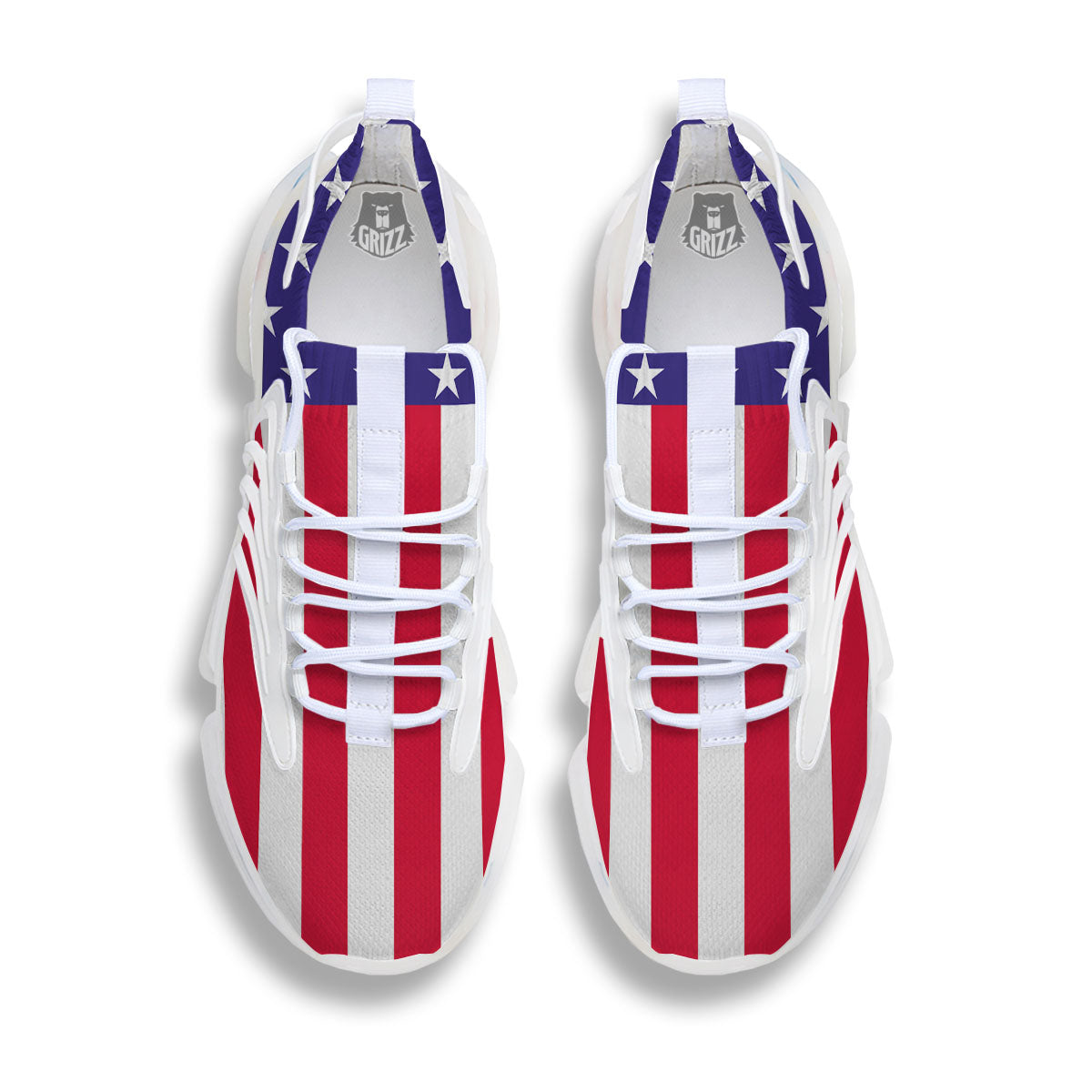 American Military Flag Print White Gym Shoes-grizzshop