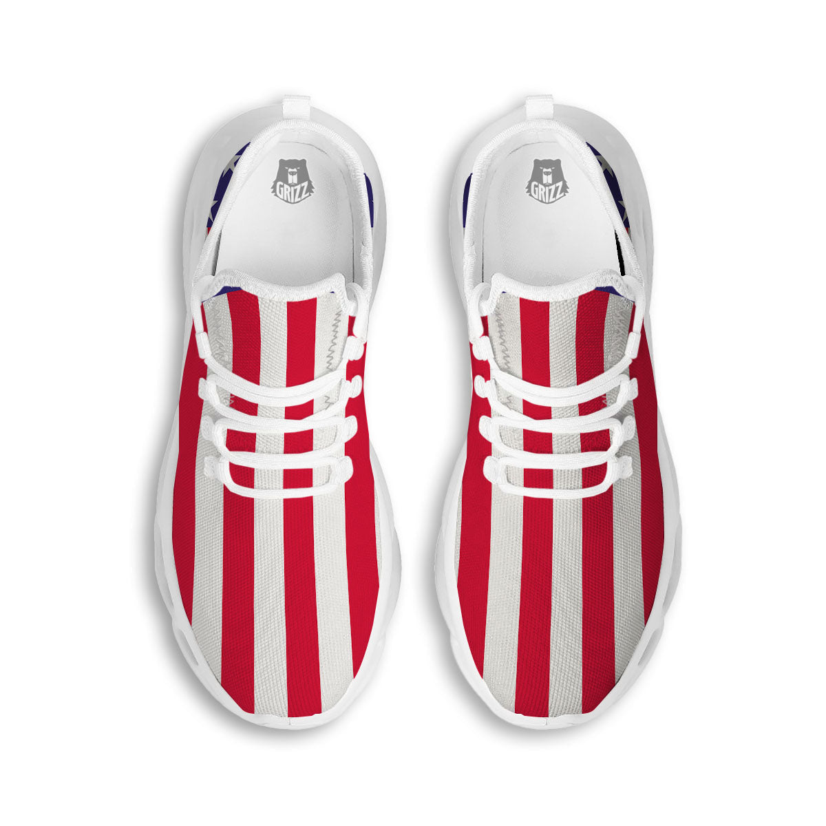 American Military Flag Print White Running Shoes-grizzshop