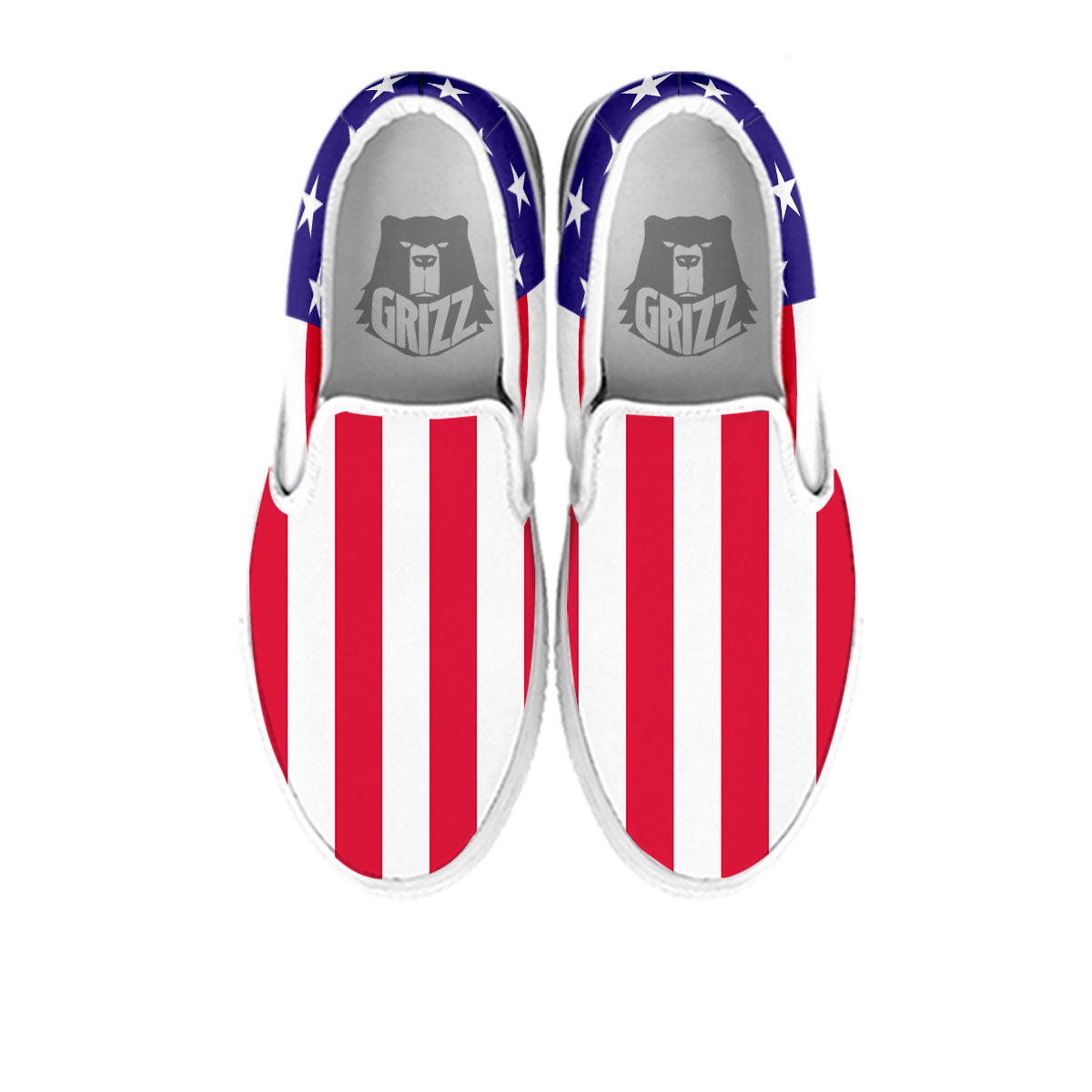 American Military Flag Print White Slip On Shoes-grizzshop