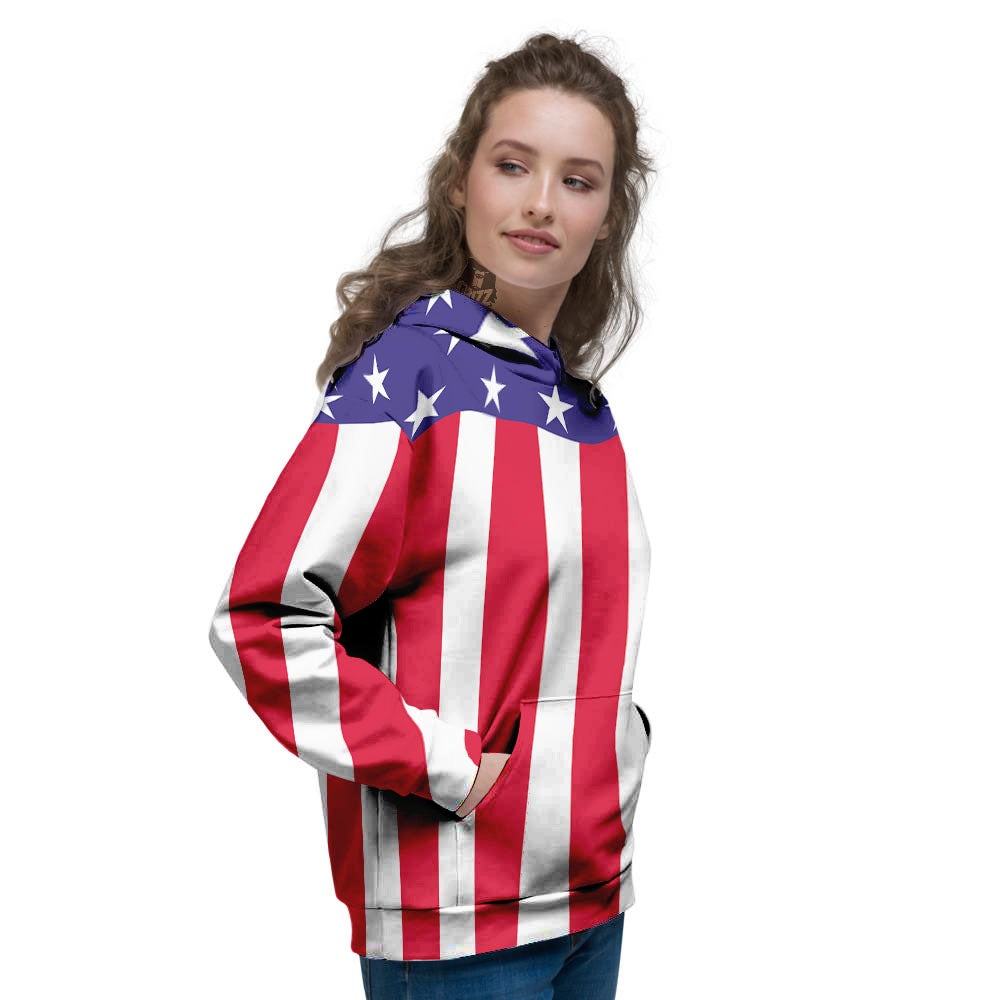 American Military Flag Print Women's Hoodie-grizzshop