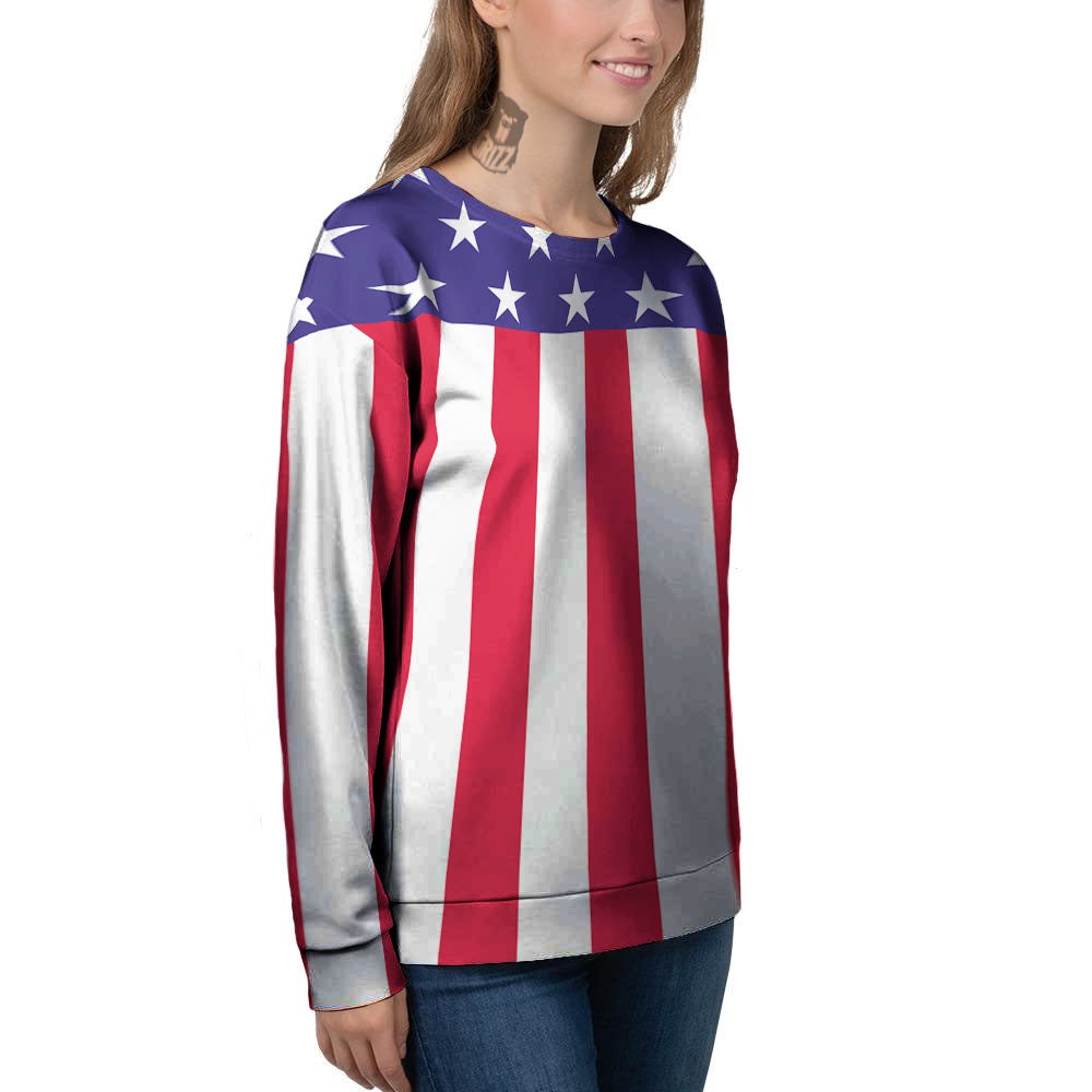 American Military Flag Print Women's Sweatshirt-grizzshop