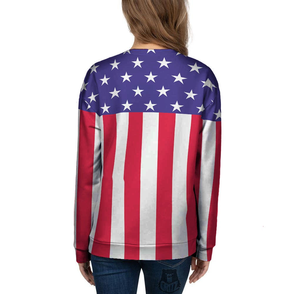 American Military Flag Print Women's Sweatshirt-grizzshop